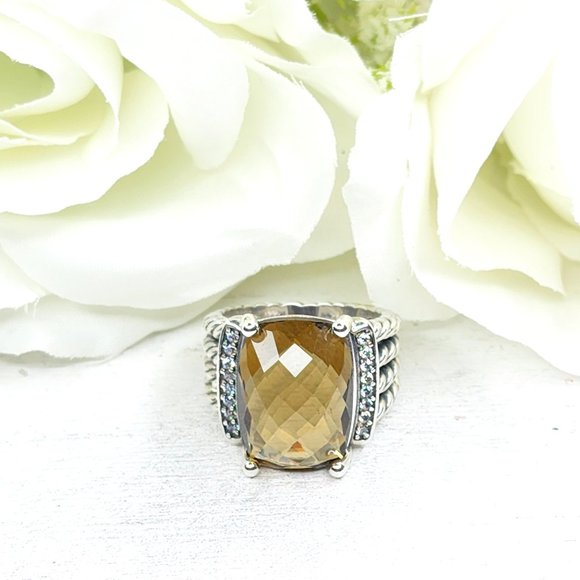 David Yurman Sterling Silver Wheaton Morganite & Diamond Ring - FCM110